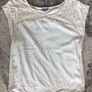 Express White Lace Accent Cap Sleeve Blouse